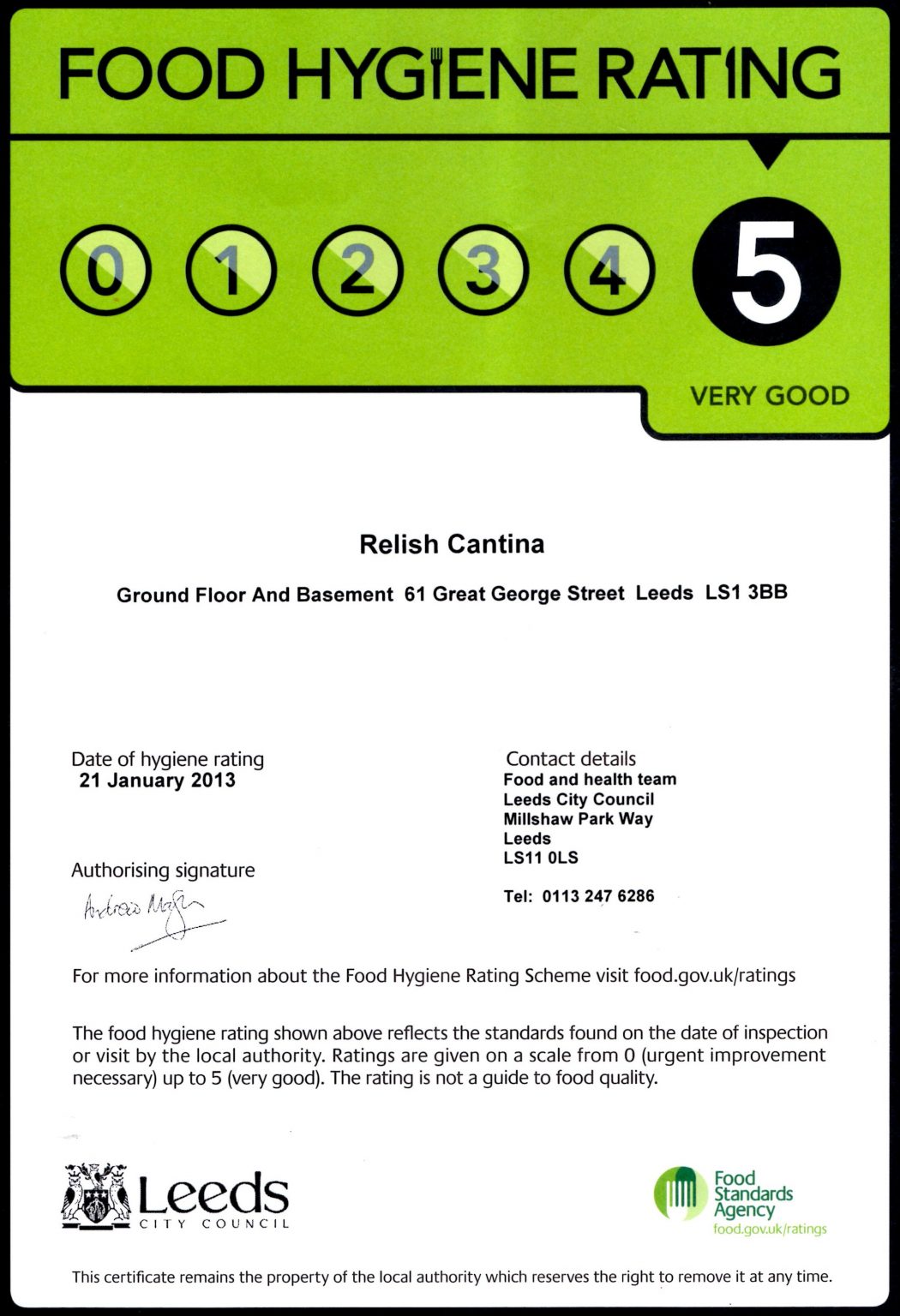 Certificates and Qualifications Relish Food